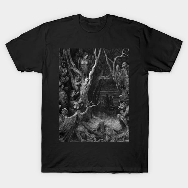 High Resolution Gustave Doré Illustration the Harpies T-Shirt by tiokvadrat